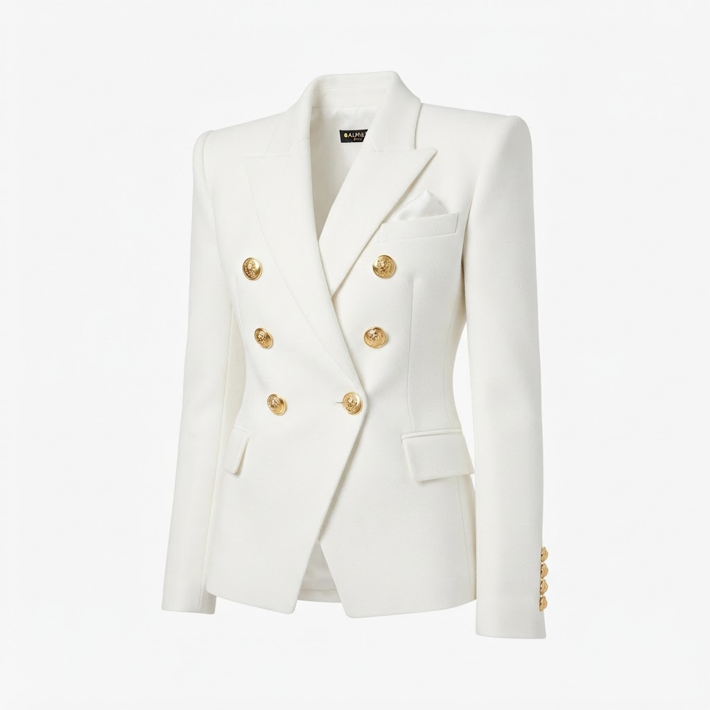 Double Breasted Blazer White