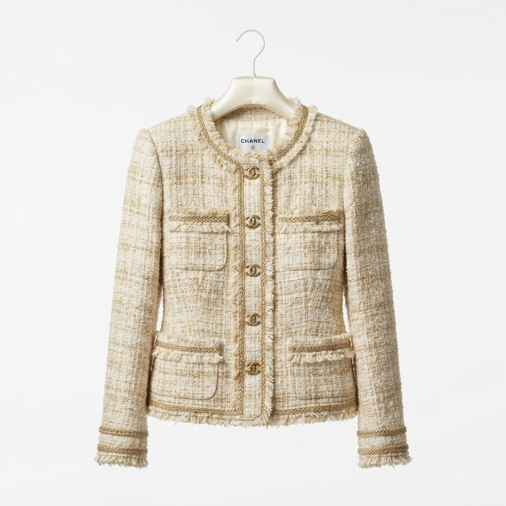 Classic Tweed Jacket Cream Gold