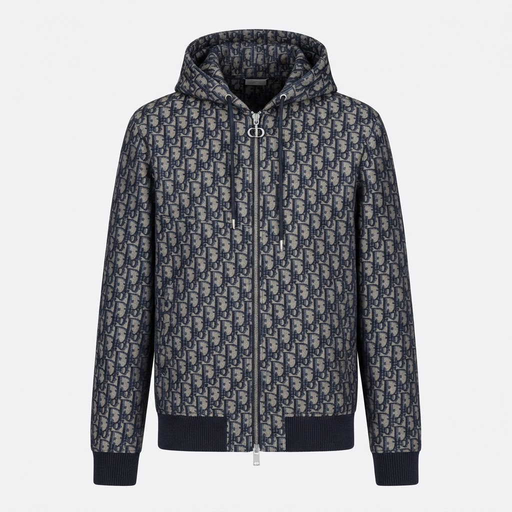 Oblique Zip-Up Hoodie
