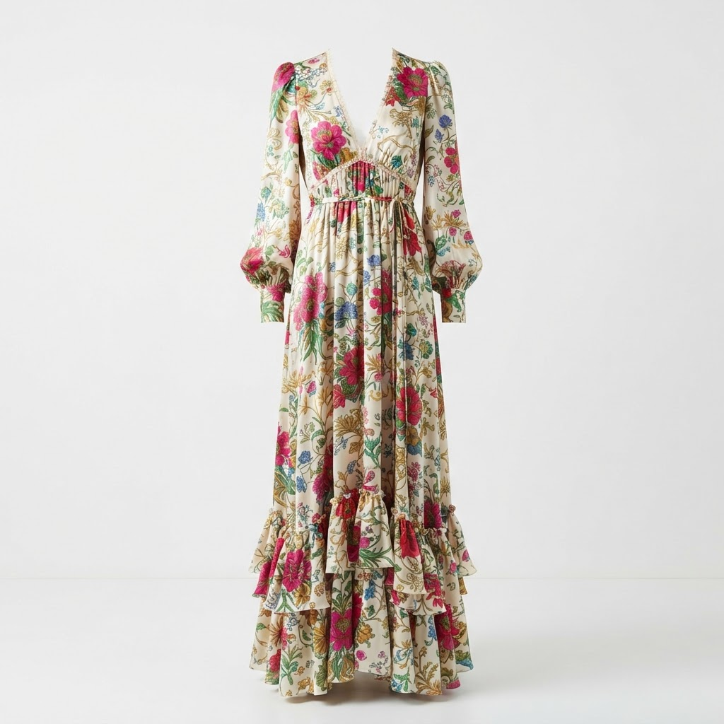 Floral Silk Maxi Dress