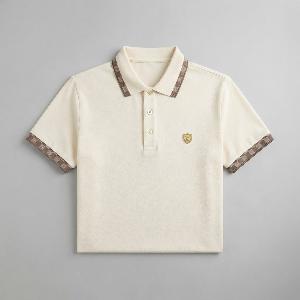 Damier Trim Cotton Polo