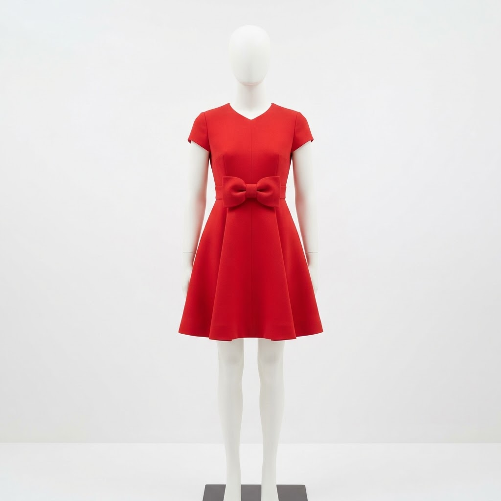 Crepe Couture Mini Dress Red